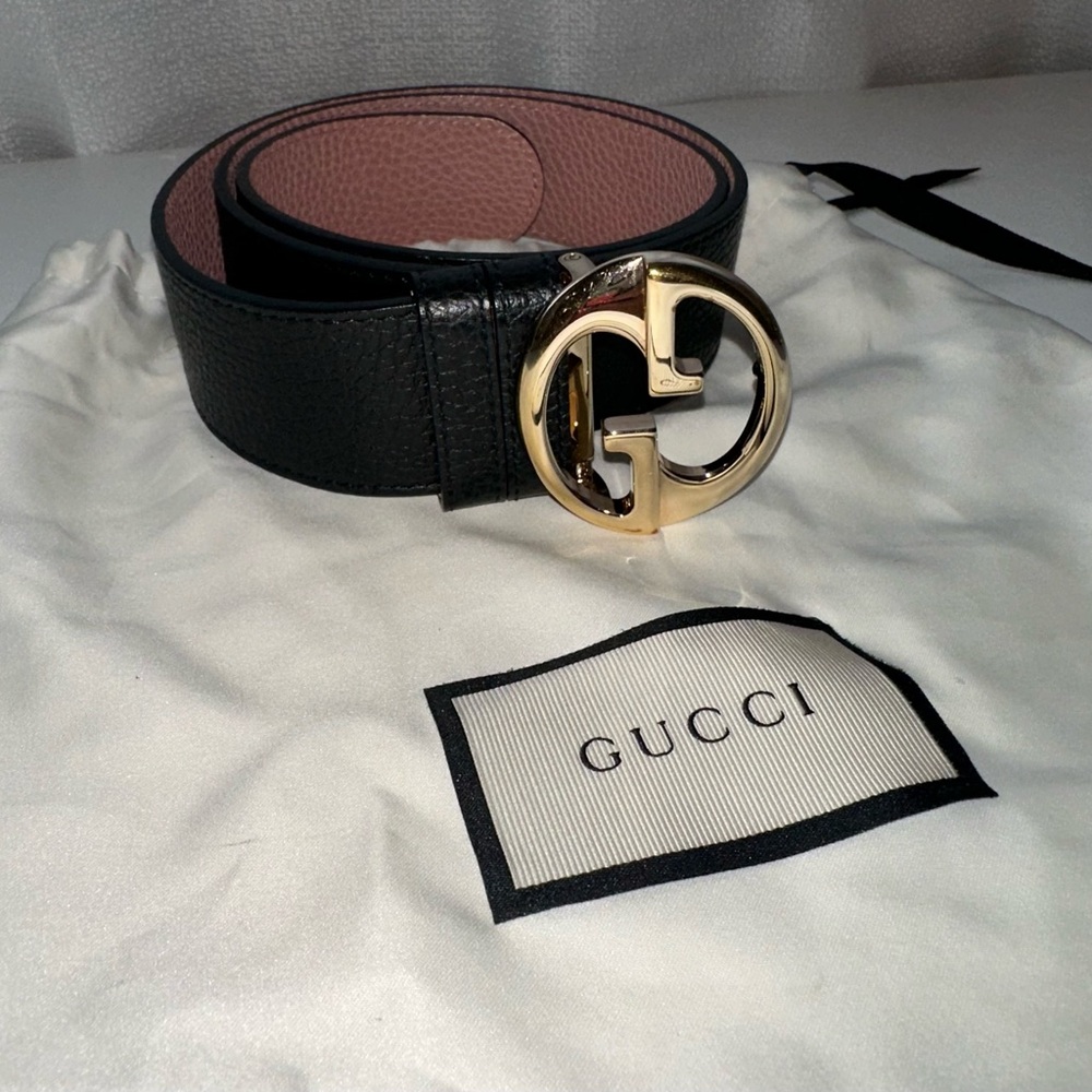 Gucci Black Belt with Gold GG Buckle